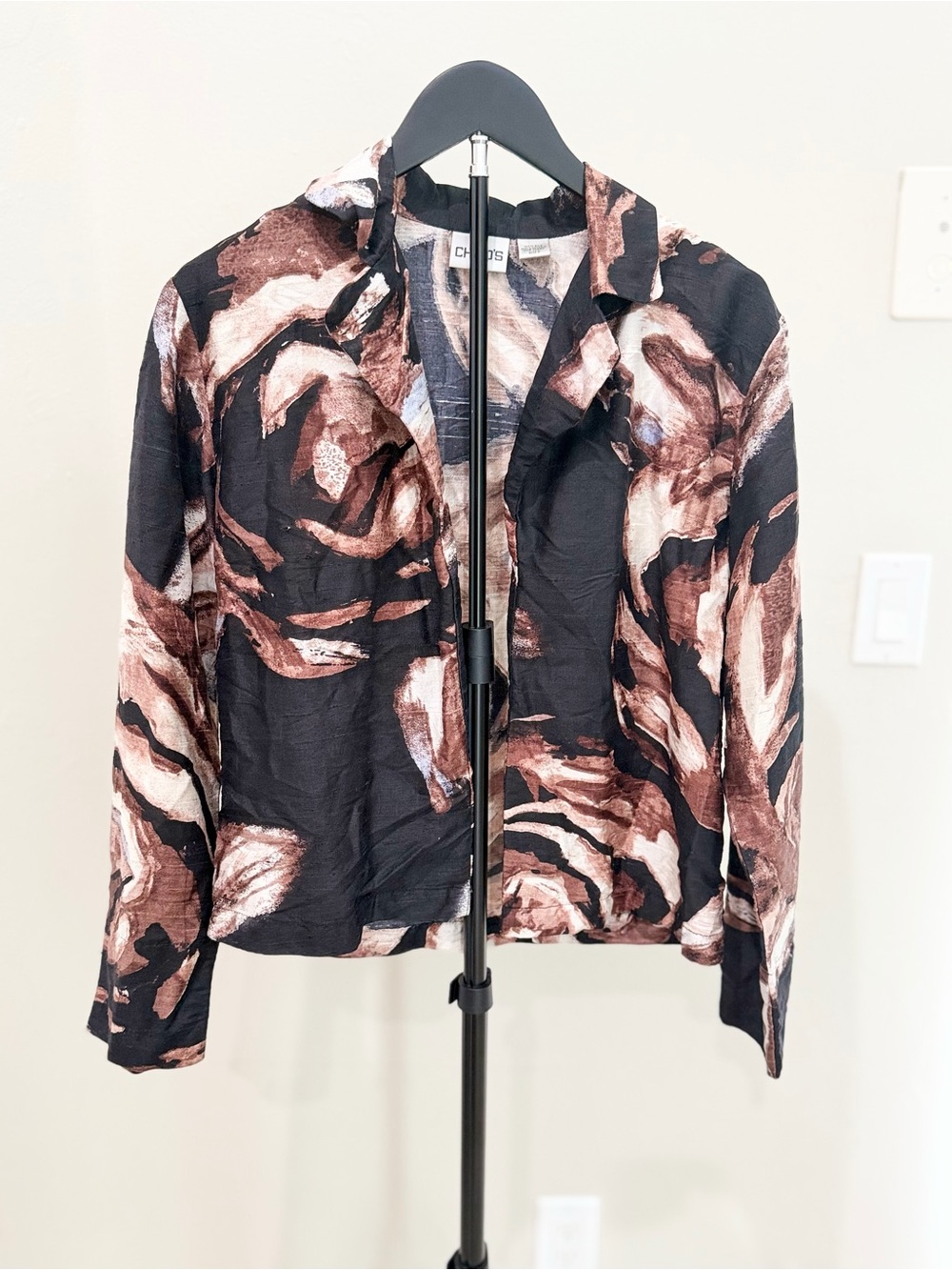 Vintage Chico’s 100% Silk Abstract Floral Jacket – Whimsigoth Dark Cottagecore